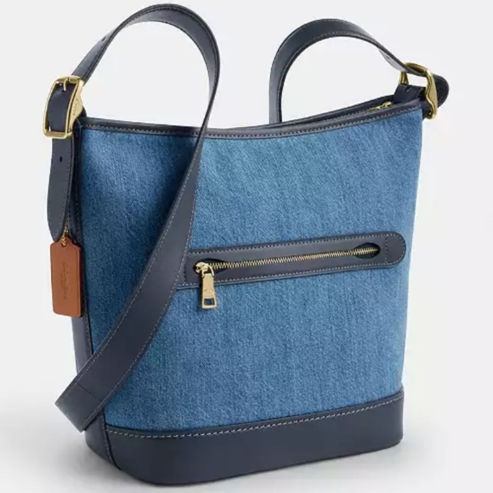 🔥COACH Signature Denim & Leather Jude Duffle, Gold Hardware, NEW W/TAGS! - Picture 4 of 7